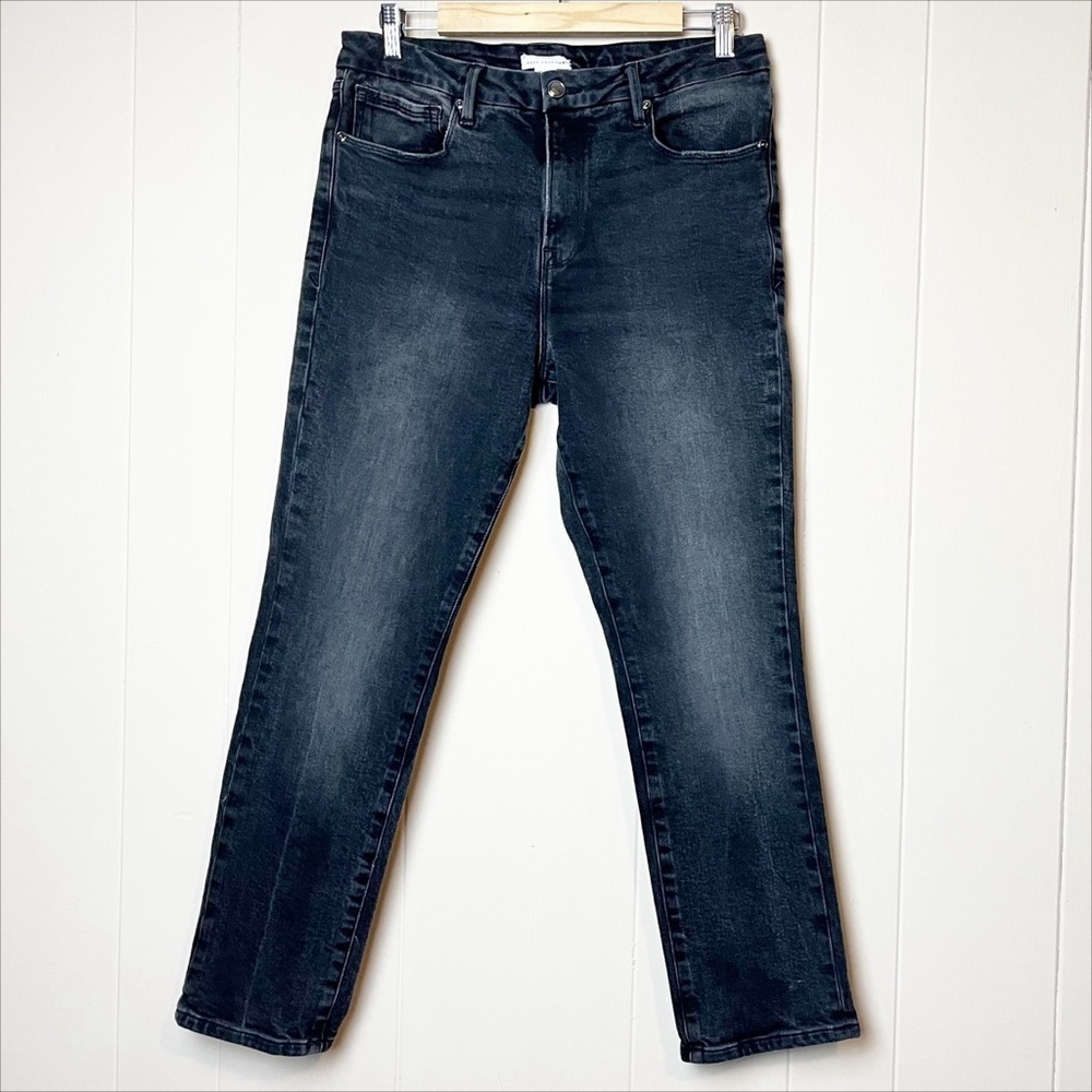 Good American Good Classic Jeans 10 30 black faded distressed high waist stretch - Picture 2 of 12